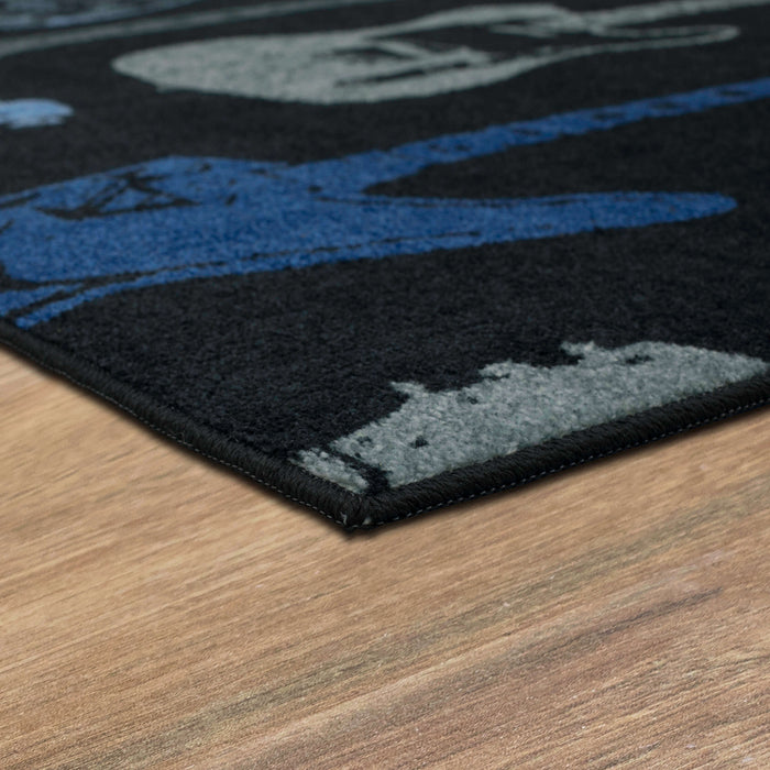 Technicolor Guitar Medley Blue Area Rug