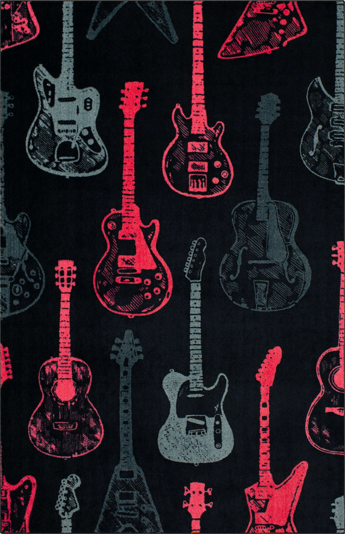 Technicolor Guitar Medley Pink Area Rug