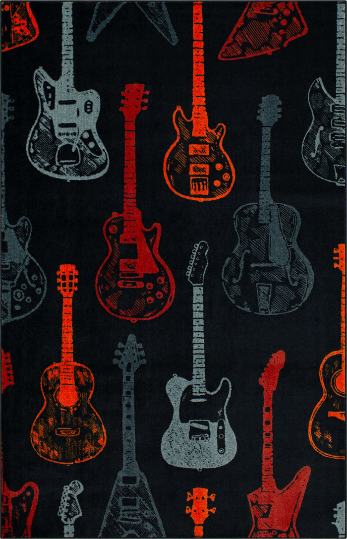 Technicolor Guitar Medley Red Area Rug