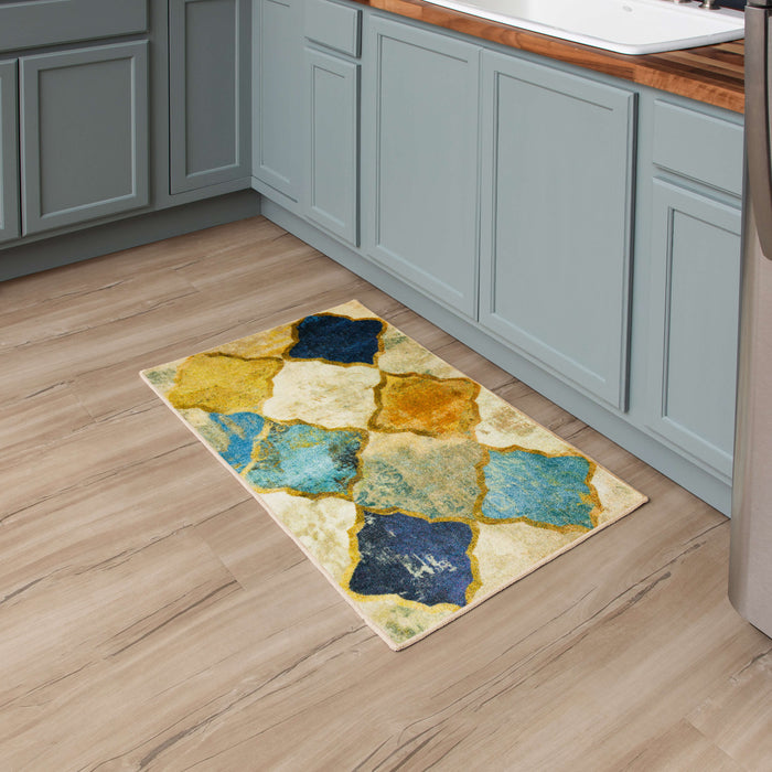 Technicolor Chivalry Blue & Gold Area Rug