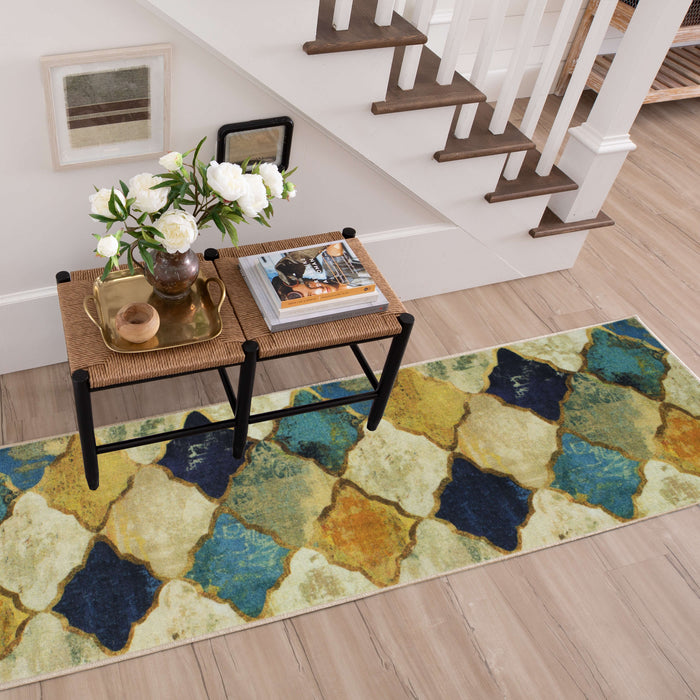 Technicolor Chivalry Blue & Gold Area Rug