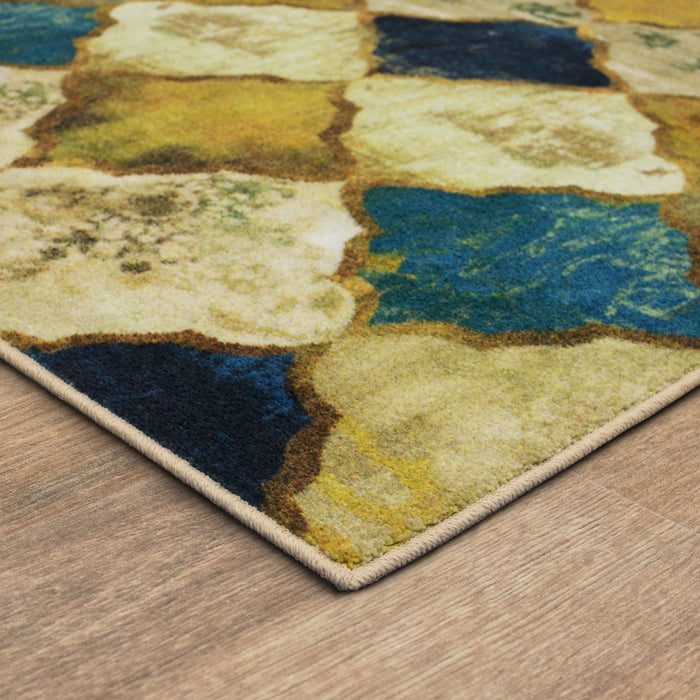 Technicolor Chivalry Blue & Gold Area Rug