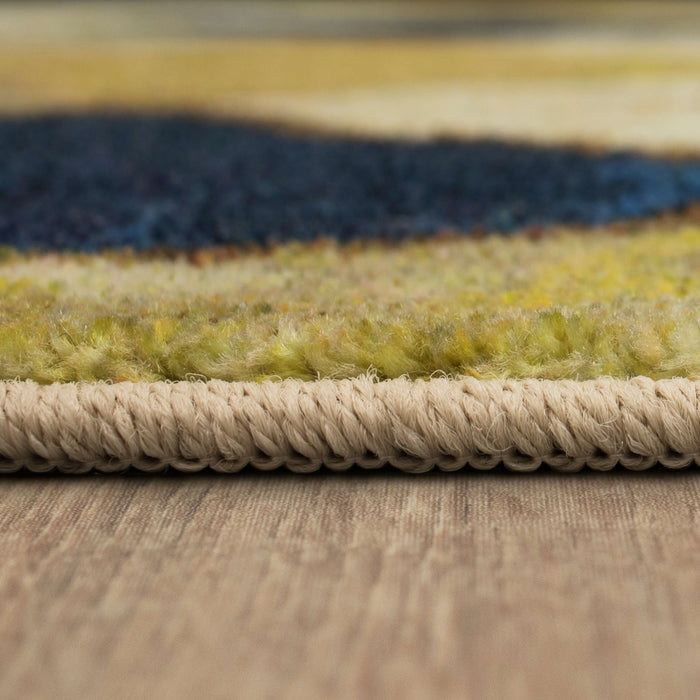 Technicolor Chivalry Blue & Gold Area Rug