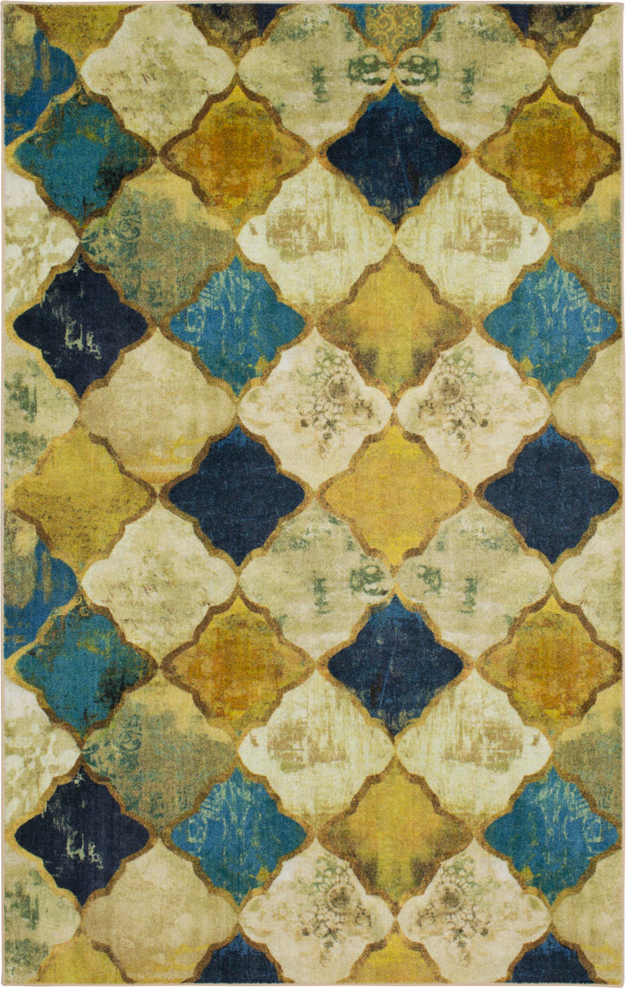 Technicolor Chivalry Blue & Gold Area Rug