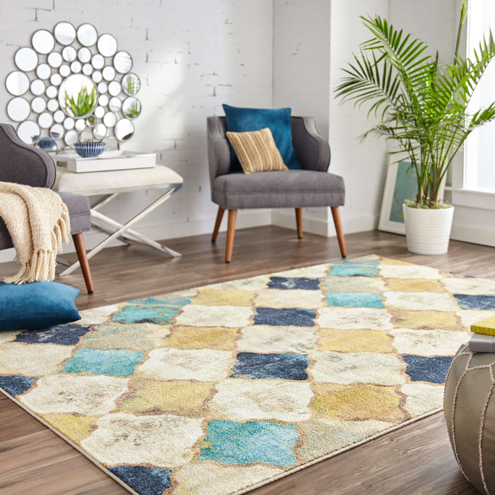Technicolor Chivalry Blue & Gold Area Rug