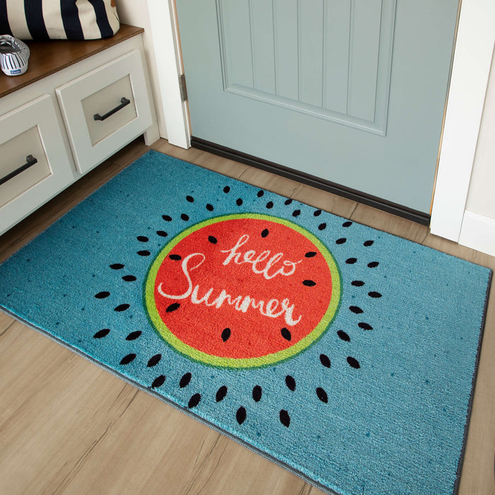 Hello Summer Blue & Red Accent Rug
