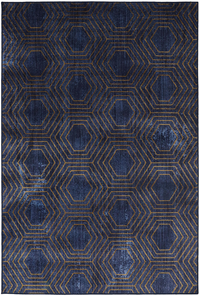 Hexagon Lines Indigo Area Rug by Scott Living