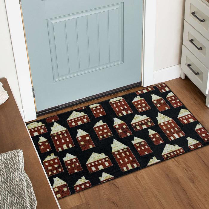 Holiday Cottages Black Accent Rug