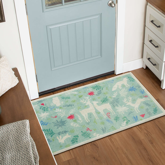 Holiday Forest Aqua Accent Rug