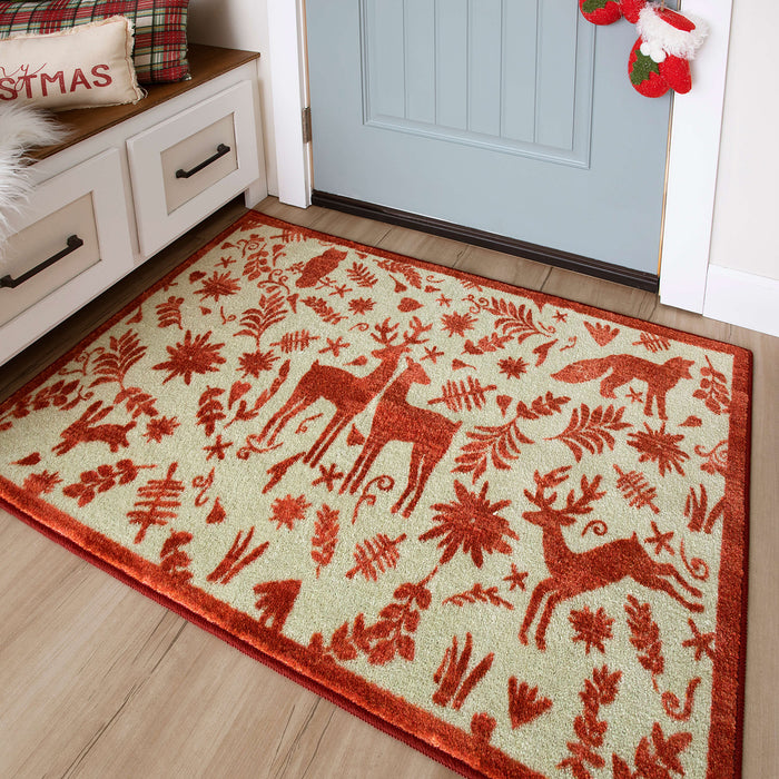 Holiday Forest Red Accent Rug