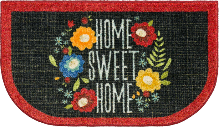 Floral Home Sweet Home Black Accent Rug