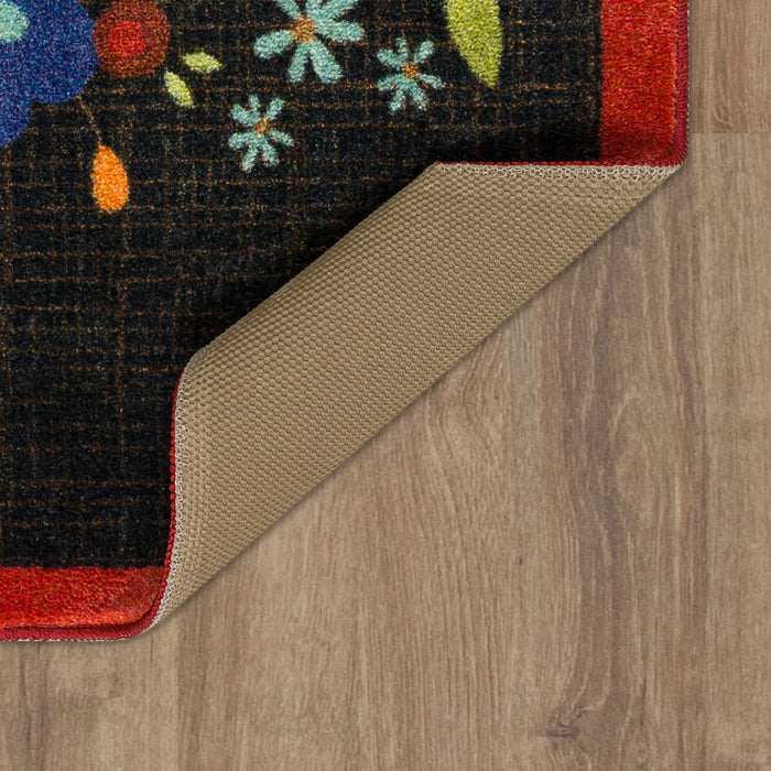 Floral Home Sweet Home Black Accent Rug