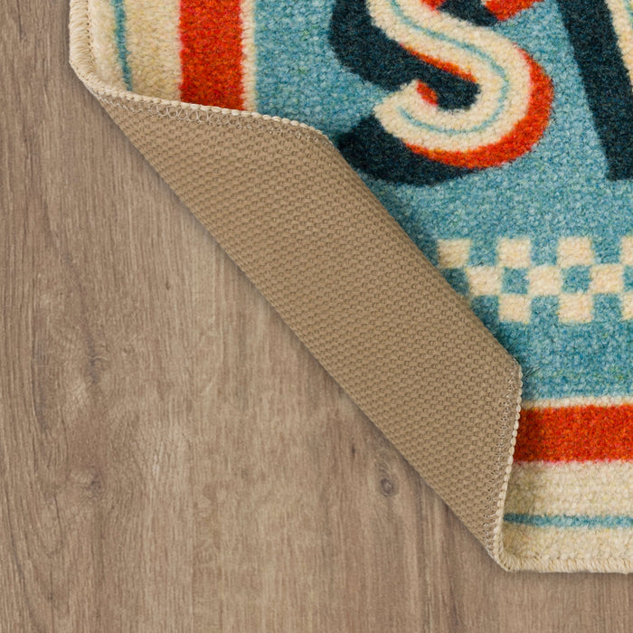 Home Sweet Home Blue & Red Accent Rug