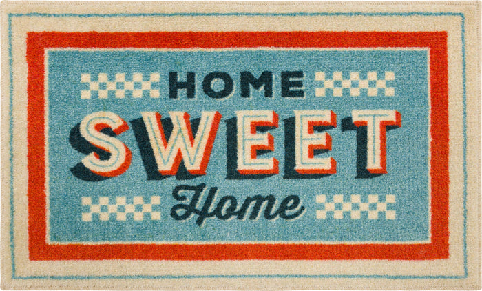 Home Sweet Home Blue & Red Accent Rug