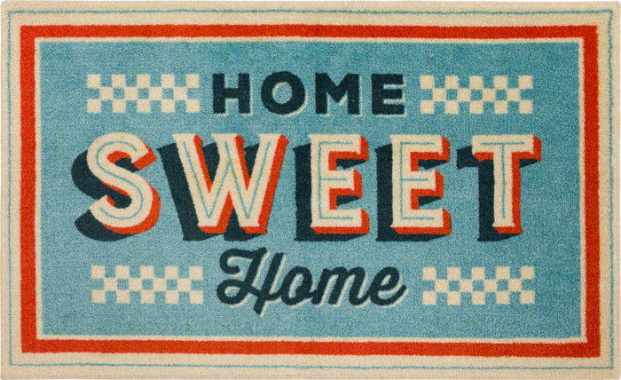 Home Sweet Home Blue & Red Accent Rug