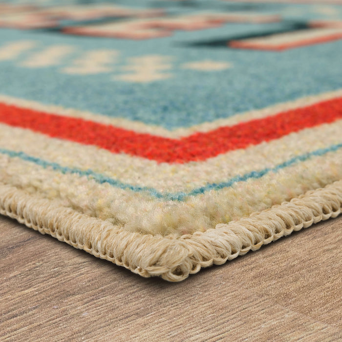 Home Sweet Home Blue & Red Accent Rug