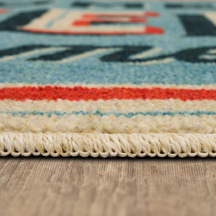 Home Sweet Home Blue & Red Accent Rug