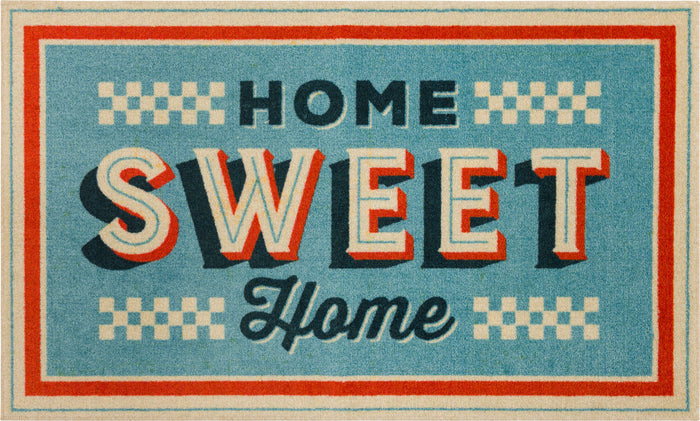Home Sweet Home Blue & Red Accent Rug