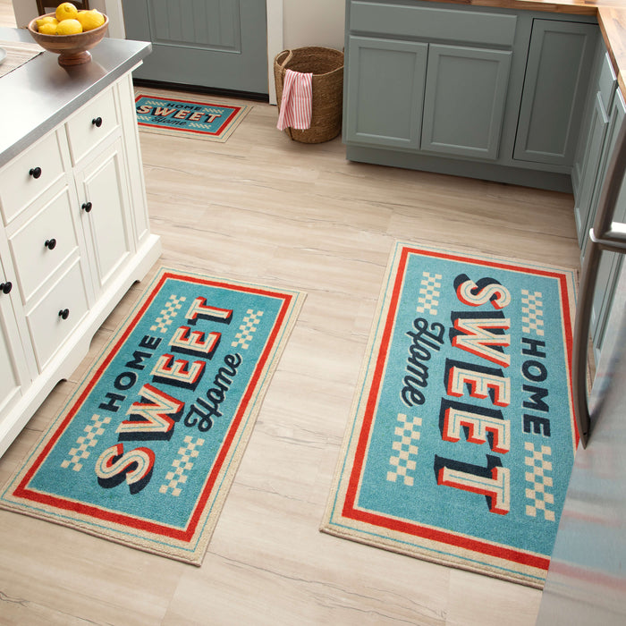Home Sweet Home Blue & Red Accent Rug