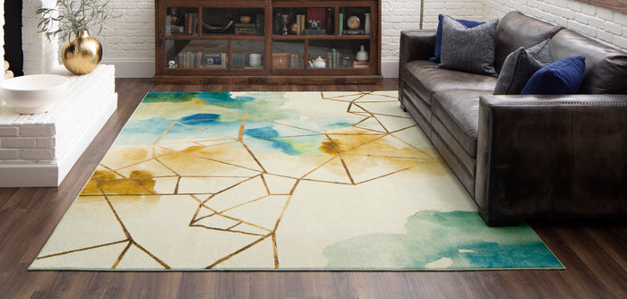 Technicolor Mirage Water White & Blue Area Rug
