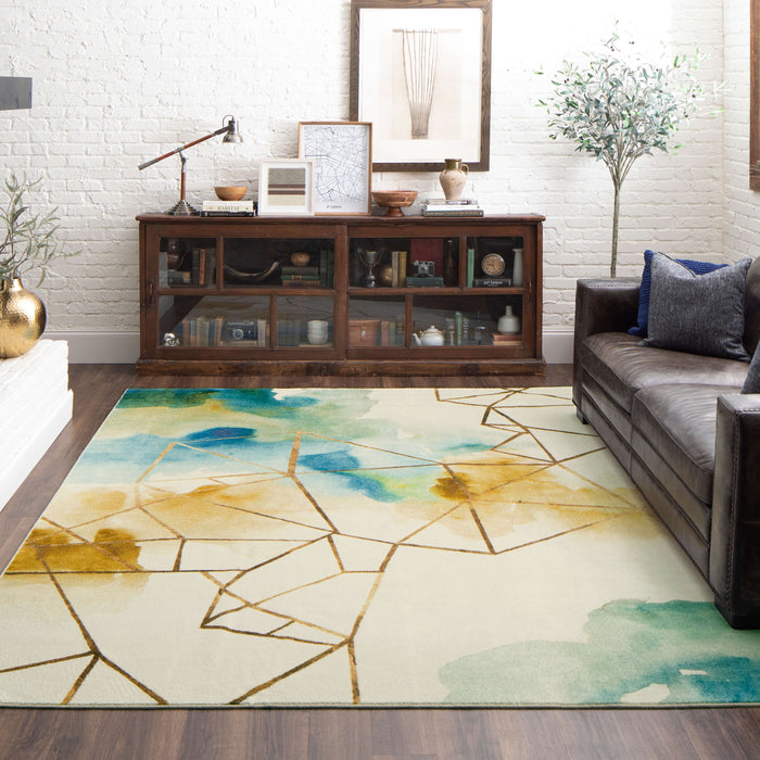 Technicolor Mirage Water White & Blue Area Rug