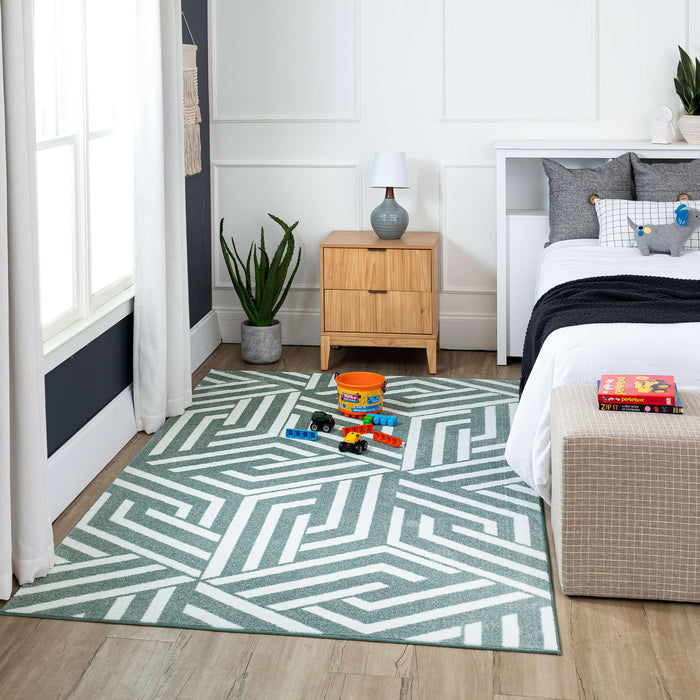 Technicolor Intertwined Grey Area Rug