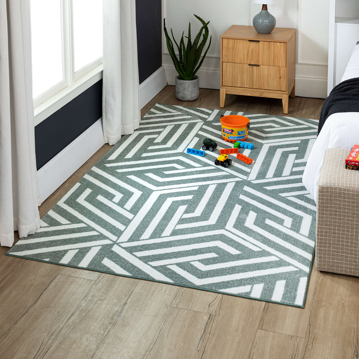 Technicolor Intertwined Grey Area Rug