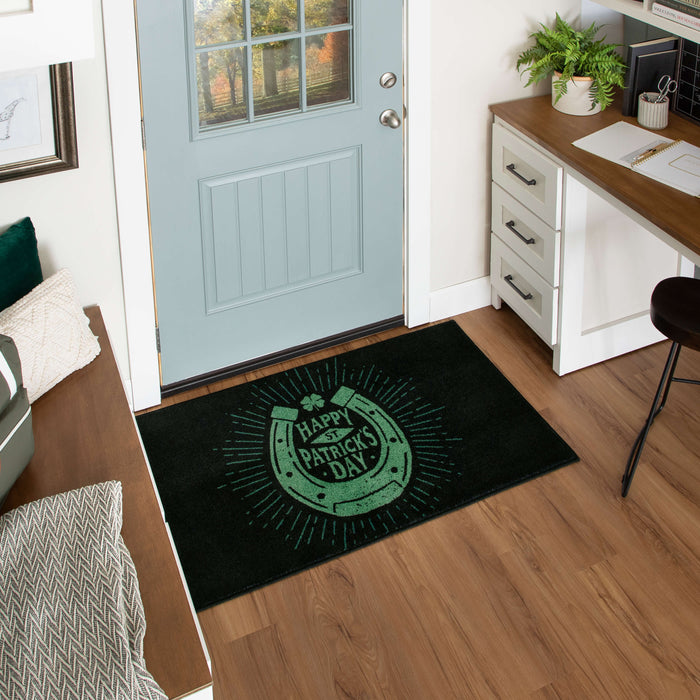 Lucky Horseshoe Green & Black Accent Rug