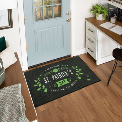 St Patrick's Day Black Accent Rug