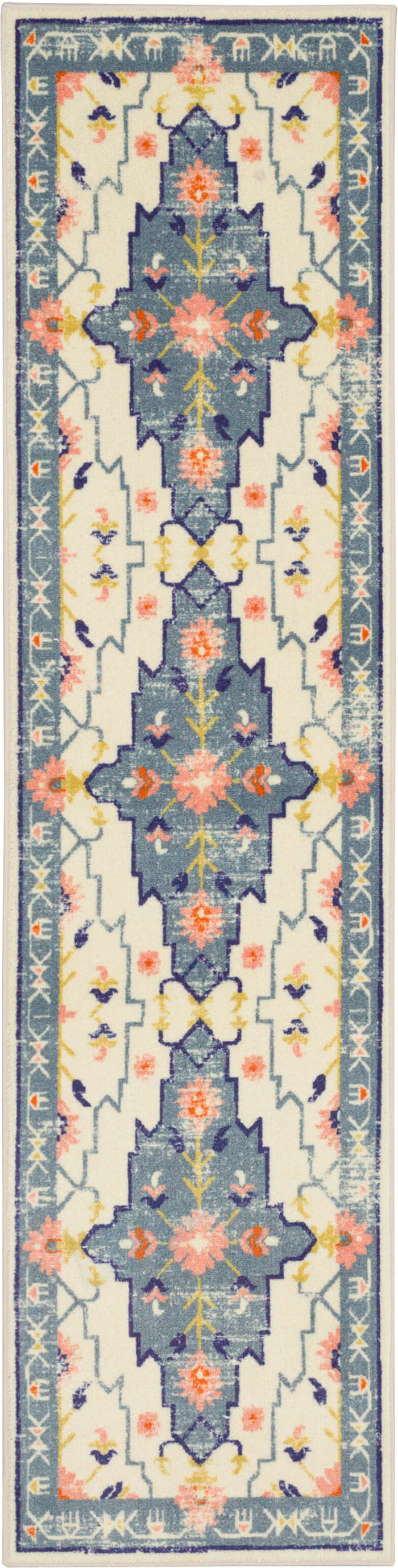 Technicolor Aster White & Blue Area Rug