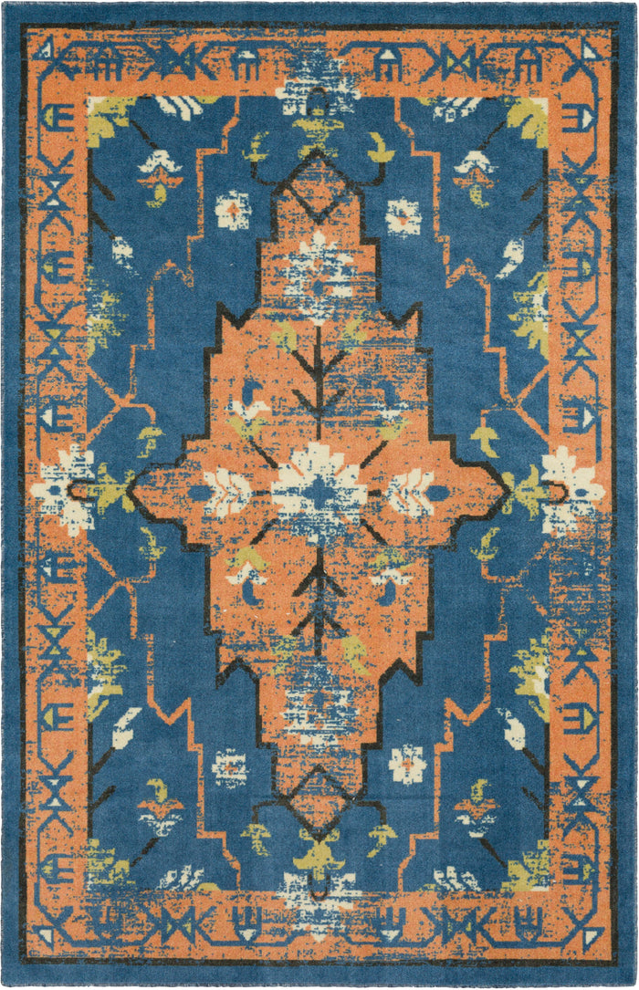 Technicolor Aster Blue & Orange Area Rug