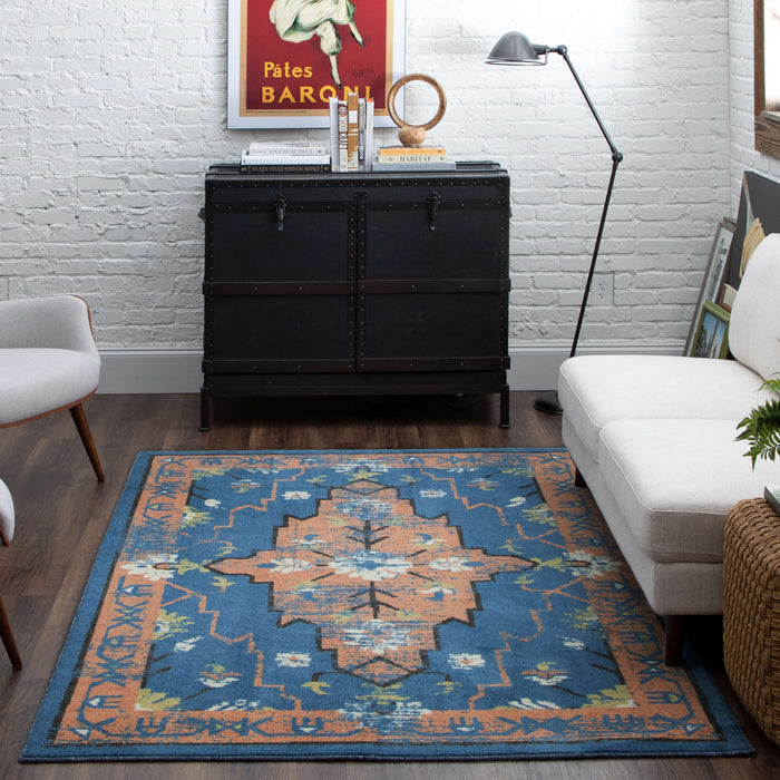 Technicolor Aster Blue & Orange Area Rug