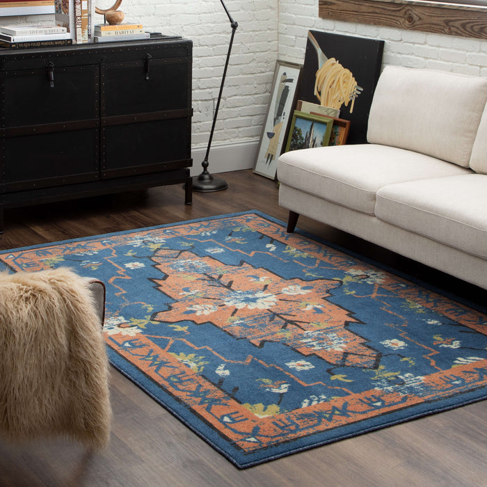 Technicolor Aster Blue & Orange Area Rug