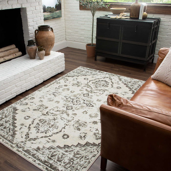 Technicolor Ferndale Gray & White Area Rug