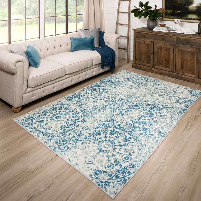 Technicolor Wisdom Blue & Gray Area Rug