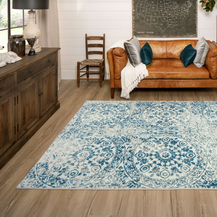 Technicolor Wisdom Blue & Gray Area Rug