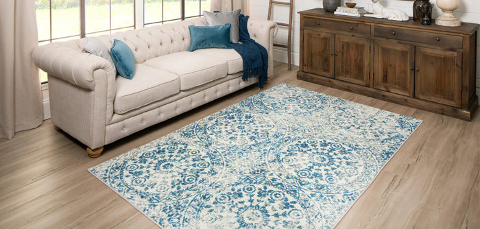 Technicolor Wisdom Blue & Gray Area Rug