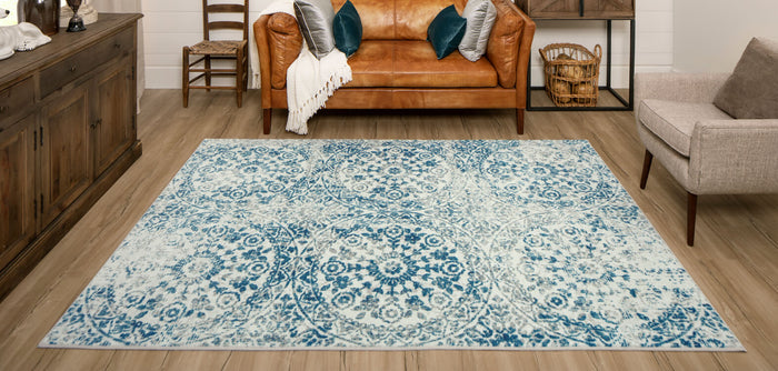 Technicolor Wisdom Blue & Gray Area Rug