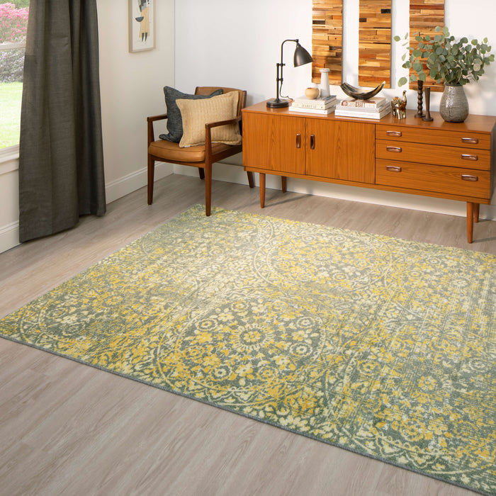 Technicolor Wisdom Gold & Gray Area Rug