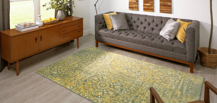 Technicolor Wisdom Gold & Gray Area Rug