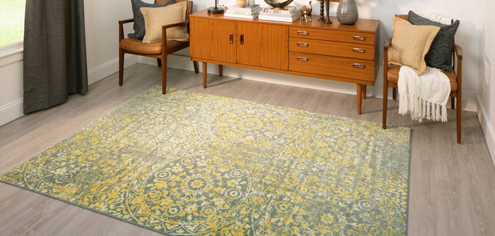 Technicolor Wisdom Gold & Gray Area Rug