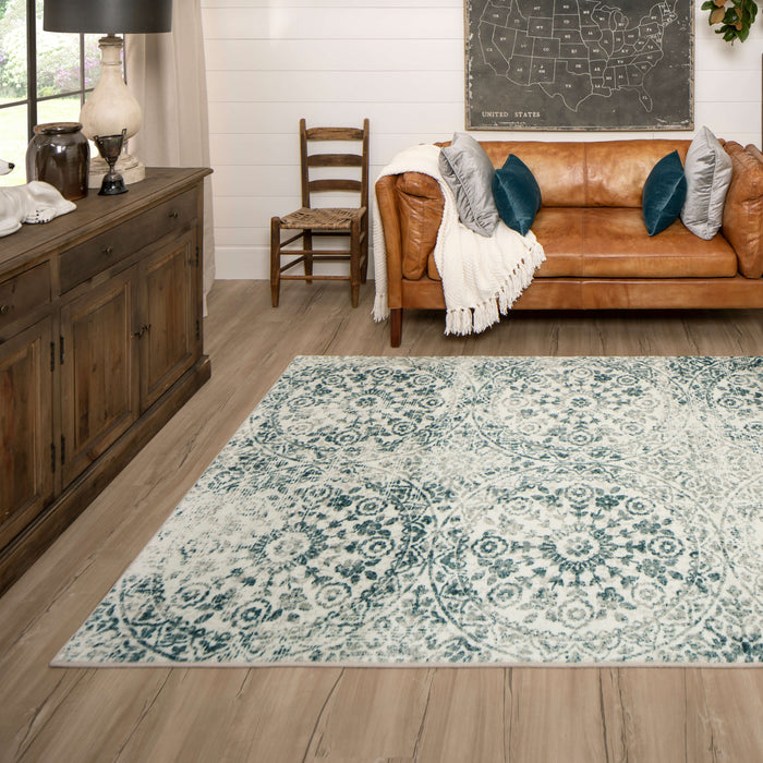 Technicolor Wisdom Navy Blue & Gray Area Rug