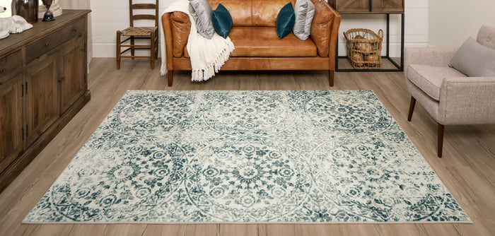 Technicolor Wisdom Navy Blue & Gray Area Rug
