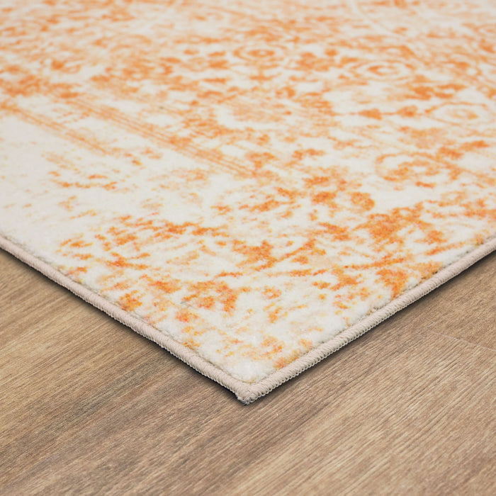 Technicolor Wisdom Orange & White Area Rug