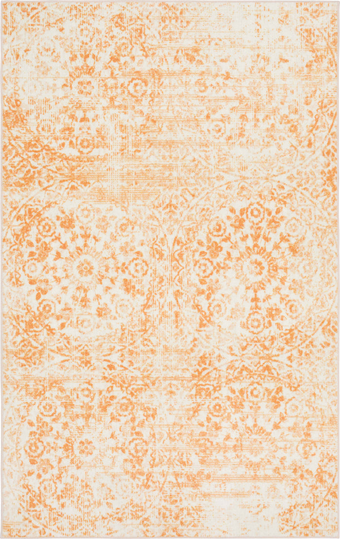 Technicolor Wisdom Orange & White Area Rug
