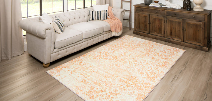 Technicolor Wisdom Orange & White Area Rug