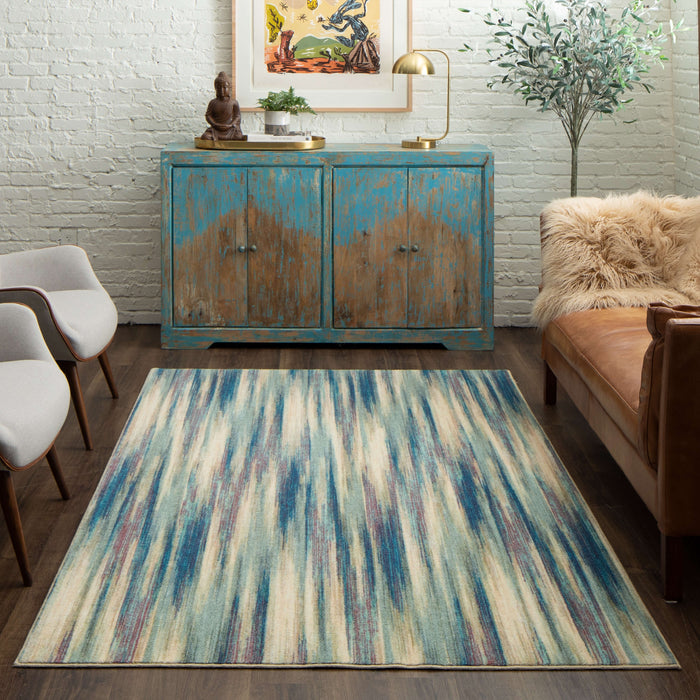 Technicolor Carlin White & Blue Area Rug