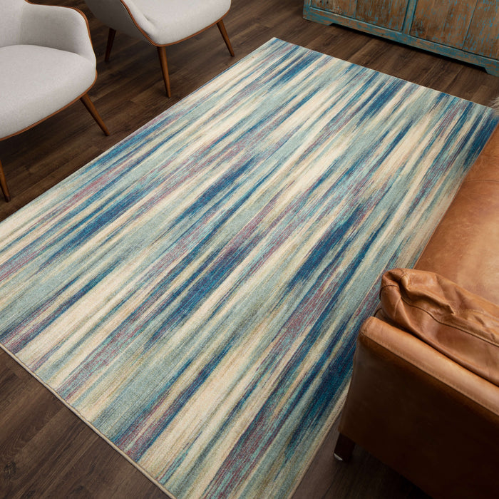 Technicolor Carlin White & Blue Area Rug