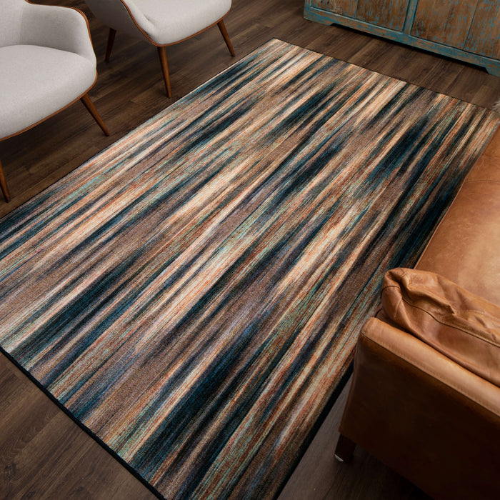 Technicolor Carlin Brown & Blue Area Rug