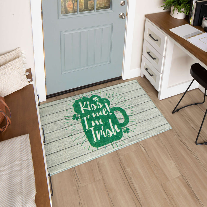 Kiss Me I'm Irish Green Accent Rug